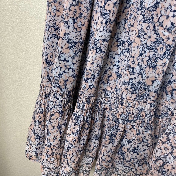 Hollister Tank Dress Sleeveless Spaghetti Strap Ruffle V-Neck Blue Floral Sz XS - Picture 6 of 8